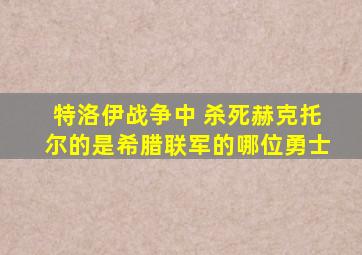 特洛伊战争中 杀死赫克托尔的是希腊联军的哪位勇士